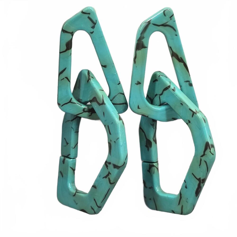 Blue Brown Western Cowgirl Abstract Dangle Drop Earring Fashion Jewelry JB1-07